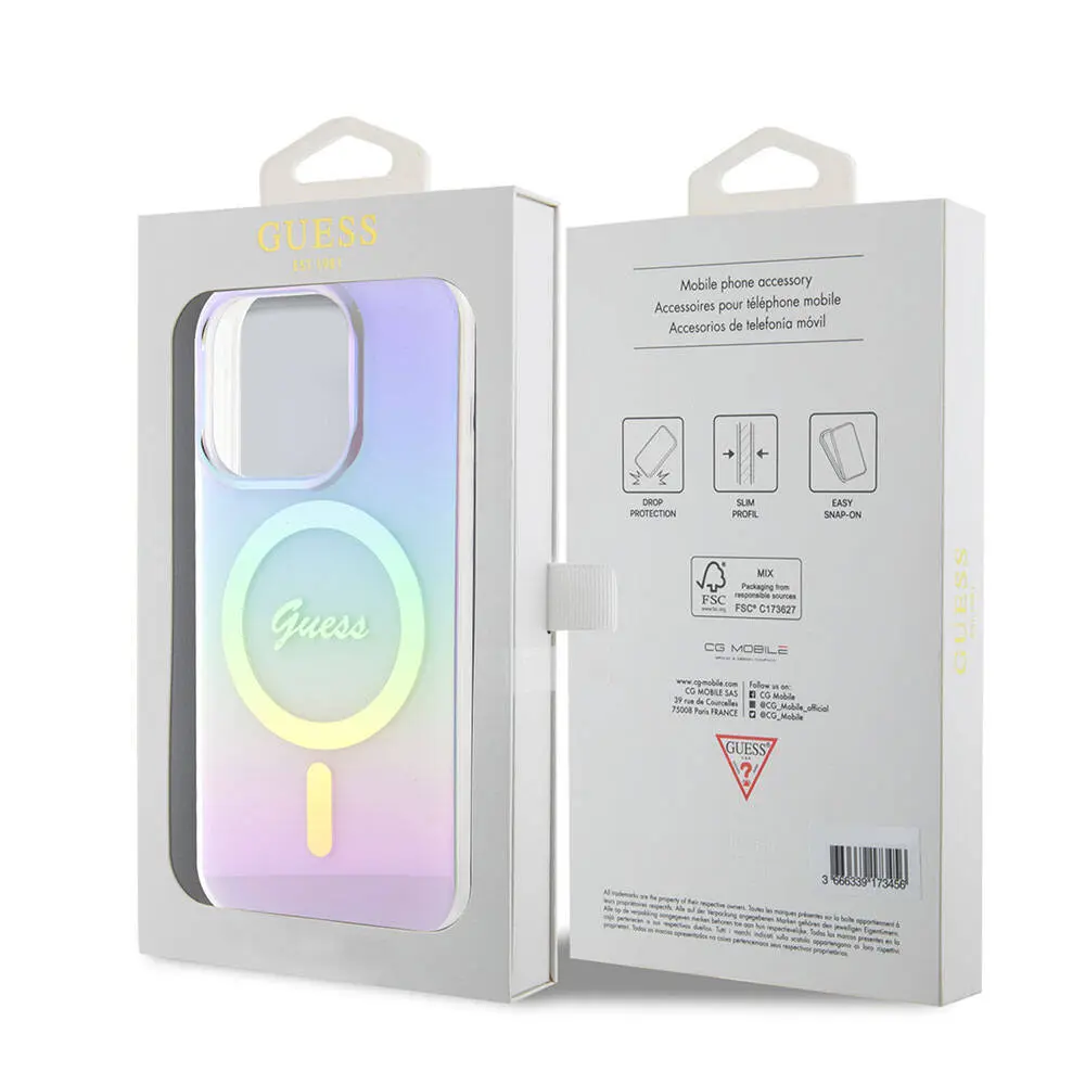 iPhone 15 Pro MagSafe Uyumlu Kılıf - Guess Iridescent Logolu