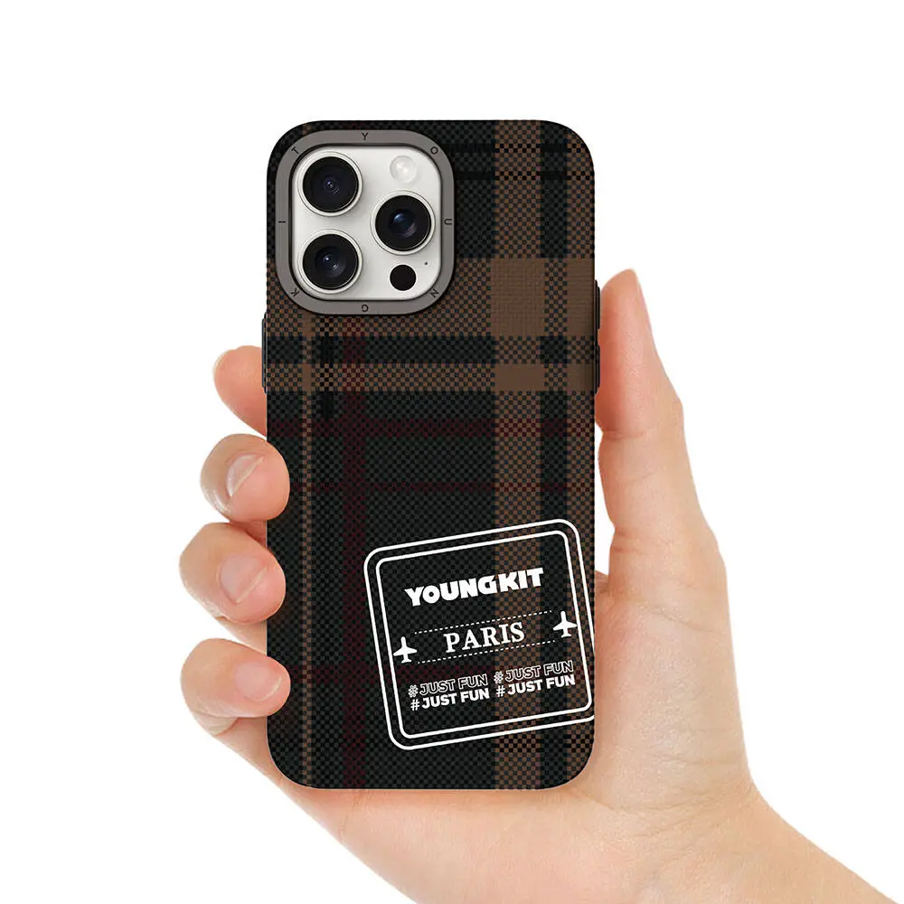 iPhone 15 Pro Ekose Desenli Kılıf - Youngkit Gezhi Serisi