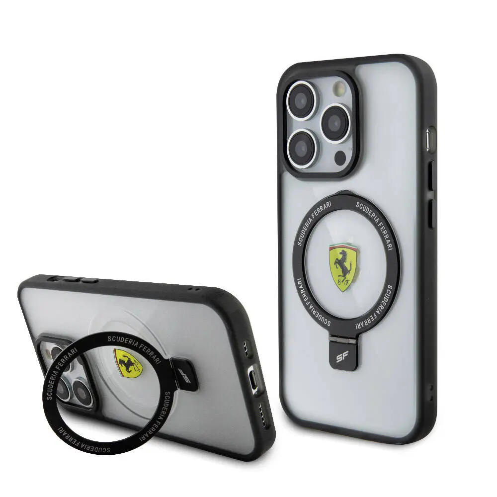 iPhone 15 Pro MagSafe Uyumlu Standlı Buzlu Yüzey Kılıf - Ferrari