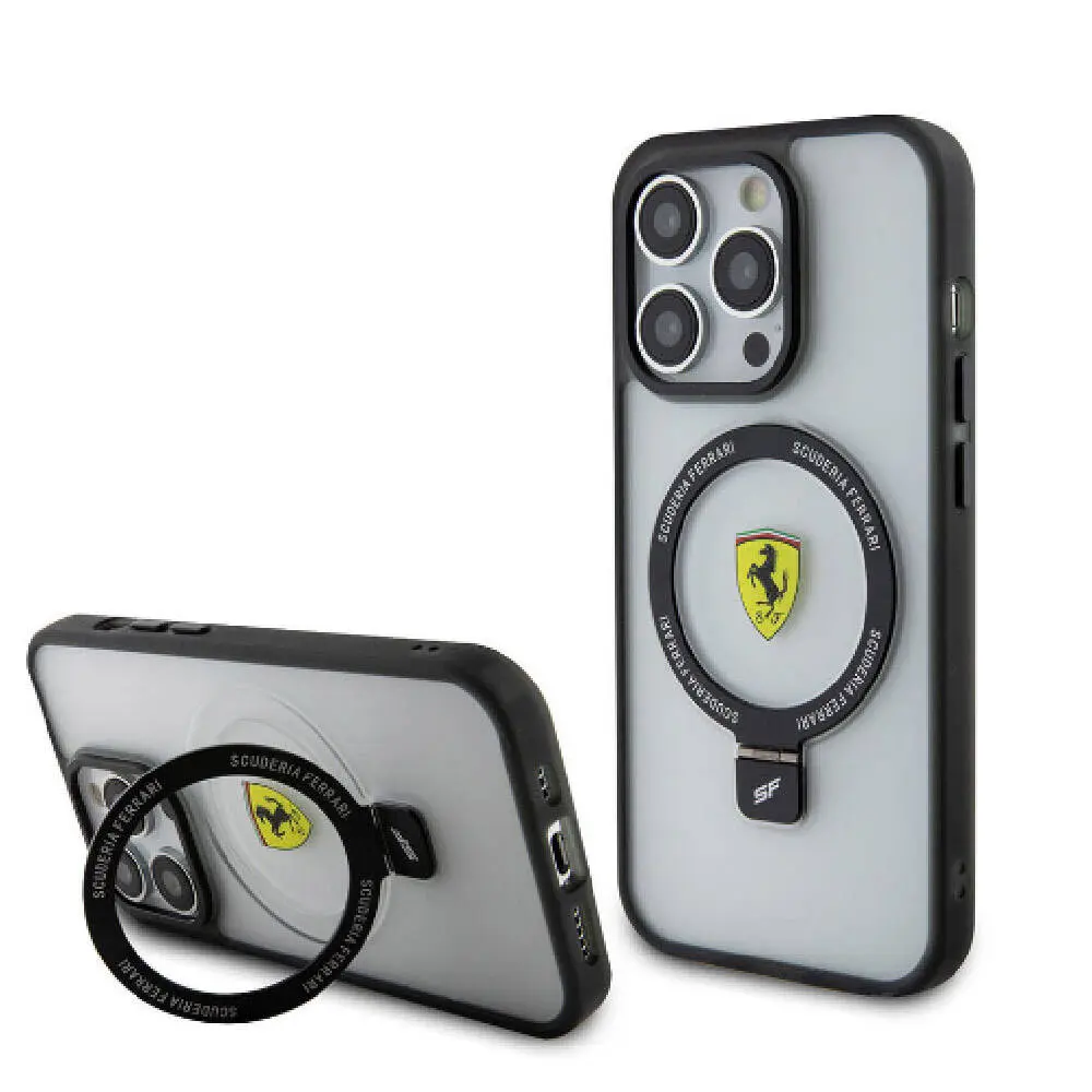 iPhone 15 Pro MagSafe Uyumlu Standlı Buzlu Yüzey Kılıf - Ferrari