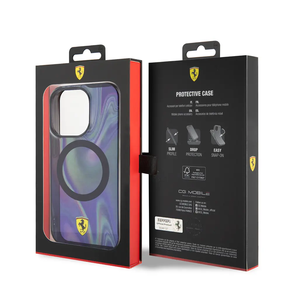 iPhone 15 Pro MagSafe Uyumlu Şeffaf Kılıf - Ferrari Iridescent