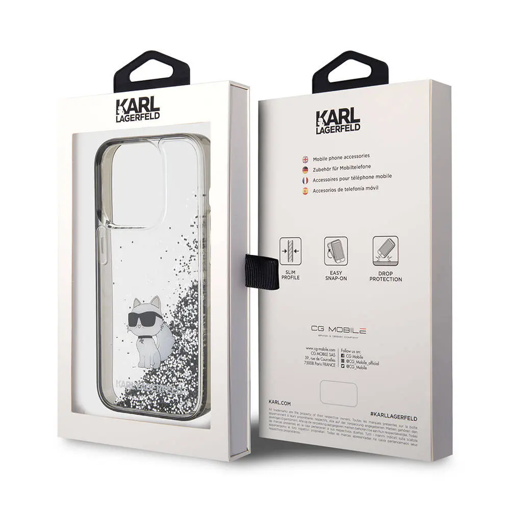 iPhone 15 Pro Sıvılı Glitter Kılıf - Karl Lagerfeld Choupette