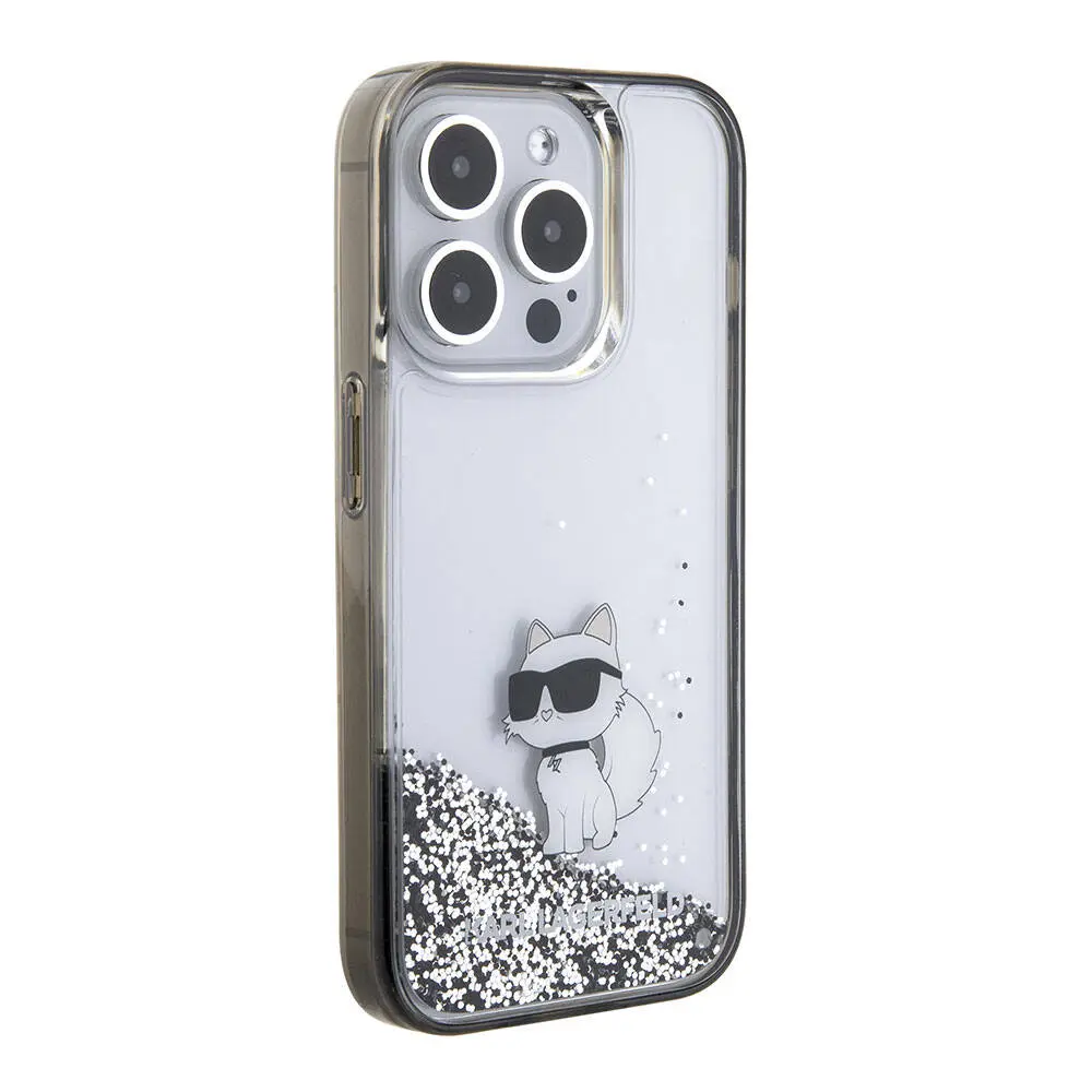 iPhone 15 Pro Sıvılı Glitter Kılıf - Karl Lagerfeld Choupette