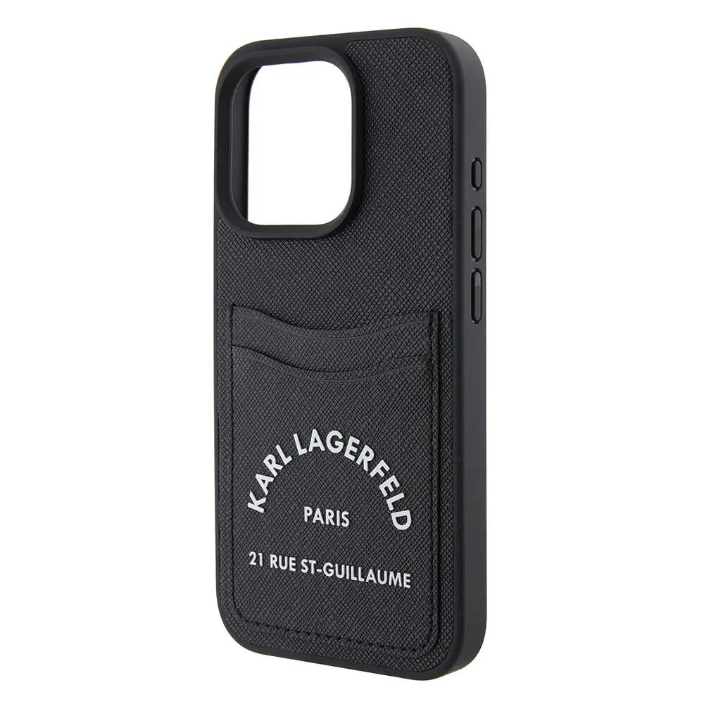 iPhone 15 Pro Kartlıklı Saffiano Kılıf - Karl Lagerfeld 3D RSG Logo