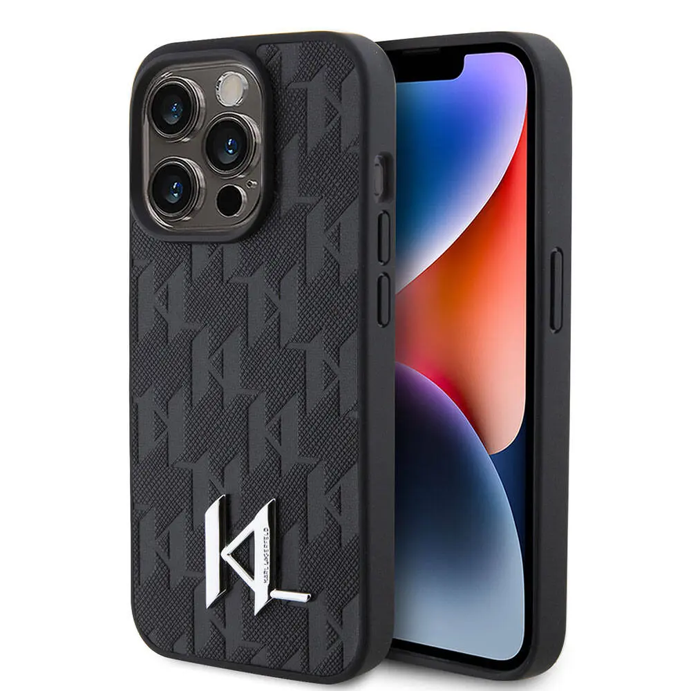 iPhone 15 Pro Kılıf, Metal Logo Detaylı Lisanslı Kapak - Karl Lagerfeld