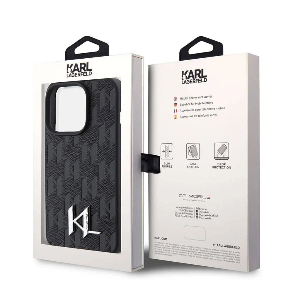 iPhone 15 Pro Kılıf, Metal Logo Detaylı Lisanslı Kapak - Karl Lagerfeld