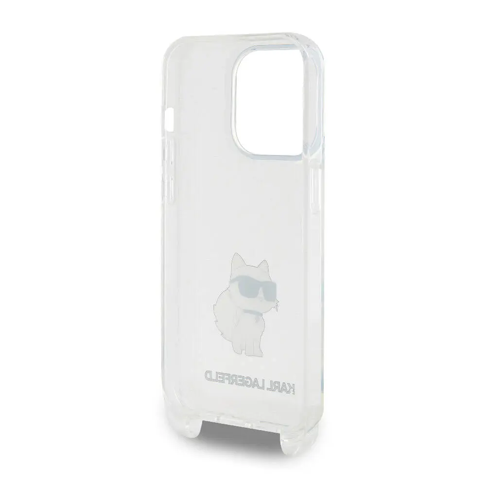 iPhone 15 Pro Boyun Askılı Crossbody Kılıf - Karl Lagerfeld Choupette