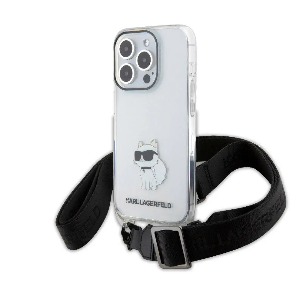 iPhone 15 Pro Boyun Askılı Crossbody Kılıf - Karl Lagerfeld Choupette