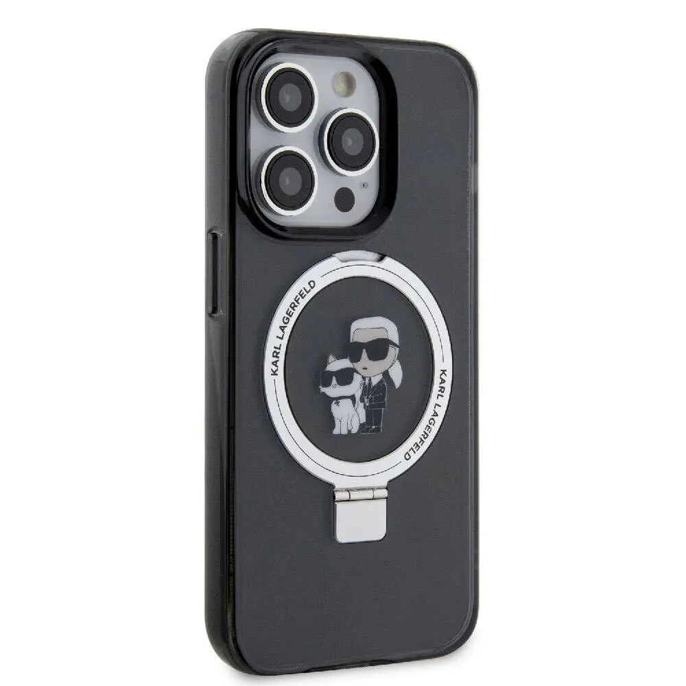iPhone 15 Pro MagSafe Uyumlu Ring Standlı Kılıf - Karl Lagerfeld K&C İkonik