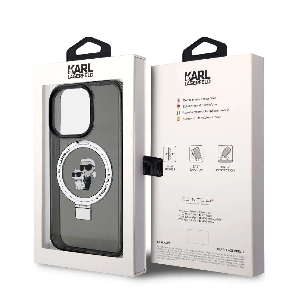 iPhone 15 Pro MagSafe Uyumlu Ring Standlı Kılıf - Karl Lagerfeld K&C İkonik