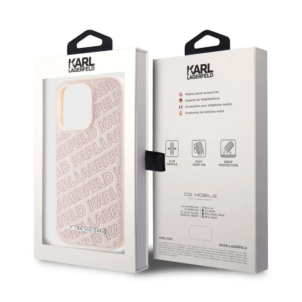 iPhone 15 Pro Dikişli Logolu Kapitone Kılıf - Karl Lagerfeld