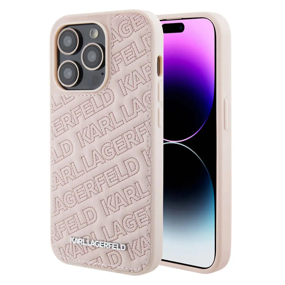 iPhone 15 Pro Dikişli Logolu Kapitone Kılıf - Karl Lagerfeld