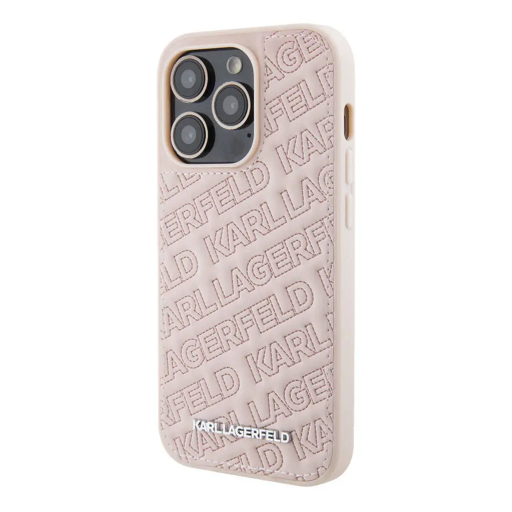 iPhone 15 Pro Dikişli Logolu Kapitone Kılıf - Karl Lagerfeld