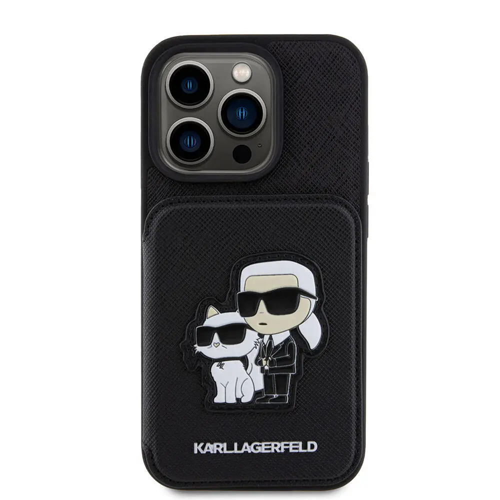 iPhone 15 Pro Standlı Kartlıklı Saffiano Kılıf - Karl Lagerfeld K&C