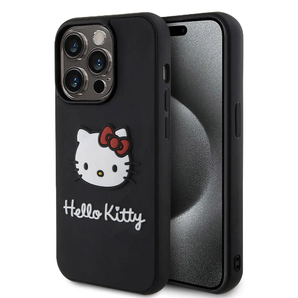 iPhone 15 Pro 3D Rubber Kitty Head Lisanslı Kılıf - Hello Kitty