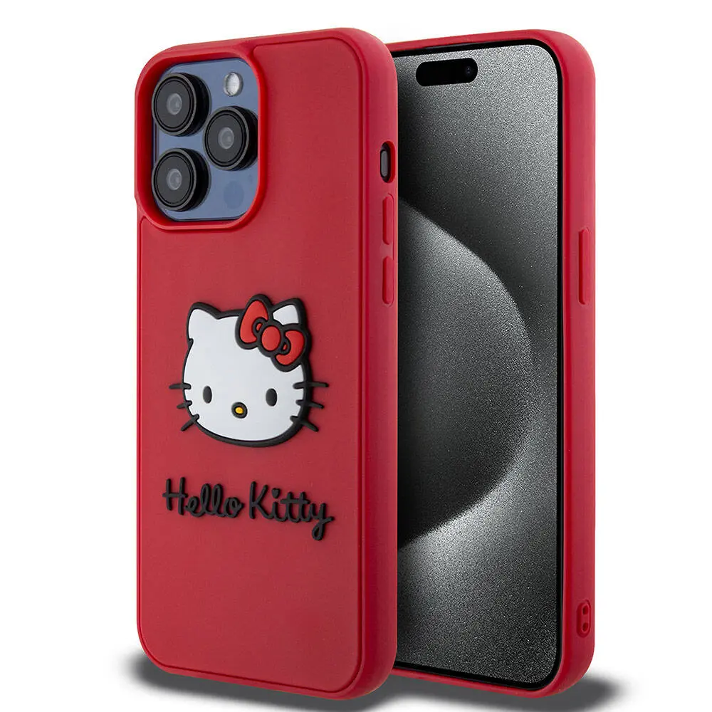 iPhone 15 Pro 3D Rubber Kitty Head Lisanslı Kılıf - Hello Kitty