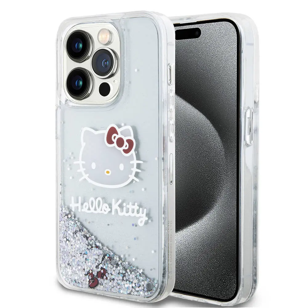 iPhone 15 Pro Sıvılı Glitter Kılıf - Hello Kitty İkonik Lisanslı