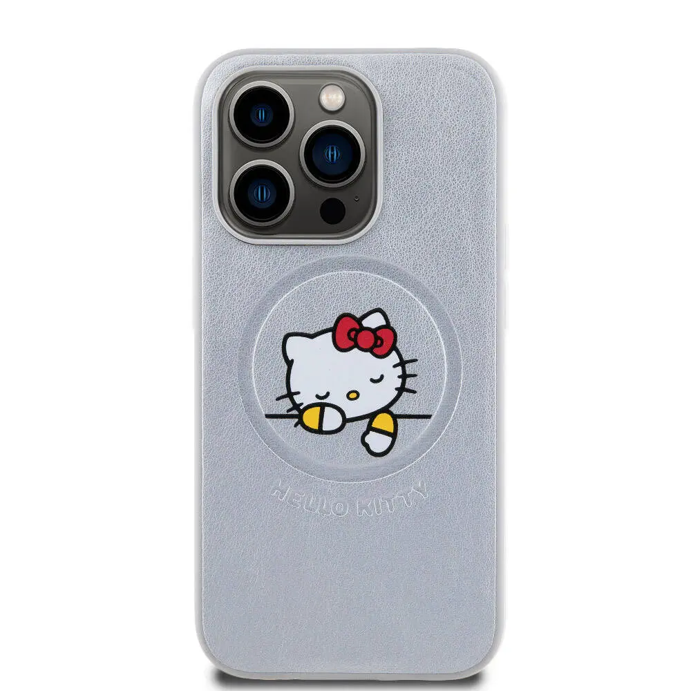 iPhone 15 Pro MagSafe Uyumlu Deri Kılıf - Hello Kitty Uyuyan Kitty