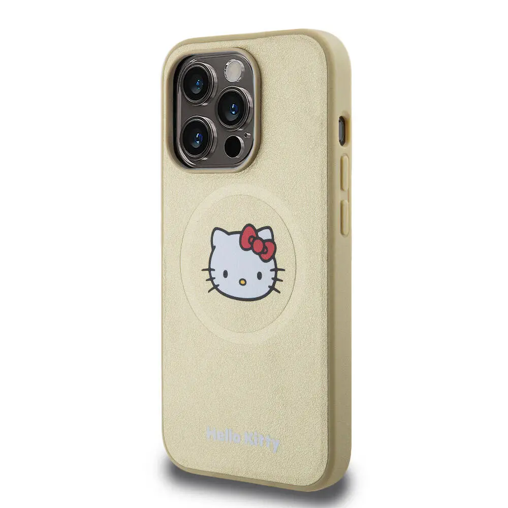 iPhone 15 Pro MagSafe Uyumlu Deri Kılıf - Hello Kitty Kitty Head