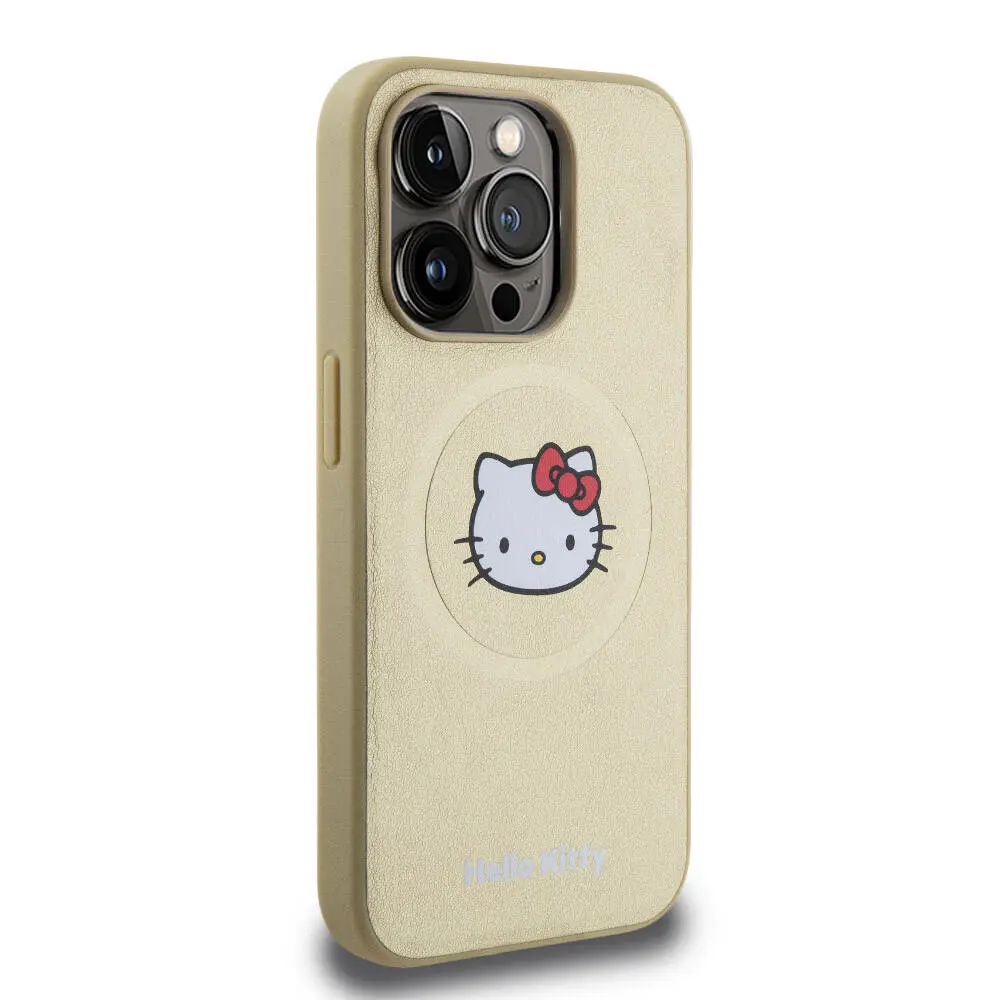 iPhone 15 Pro MagSafe Uyumlu Deri Kılıf - Hello Kitty Kitty Head