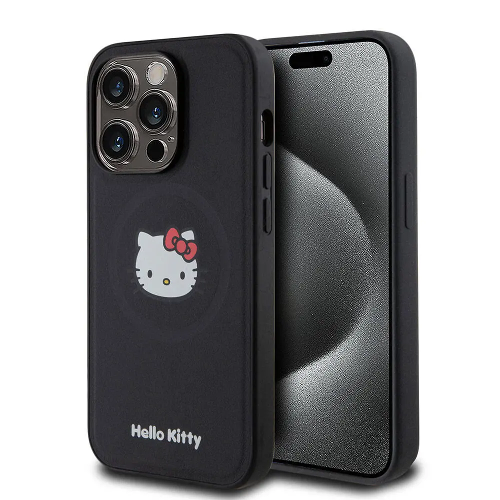 iPhone 15 Pro MagSafe Uyumlu Deri Kılıf - Hello Kitty Kitty Head