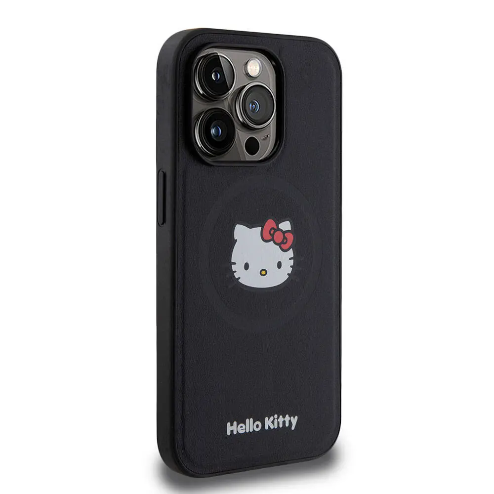iPhone 15 Pro MagSafe Uyumlu Deri Kılıf - Hello Kitty Kitty Head