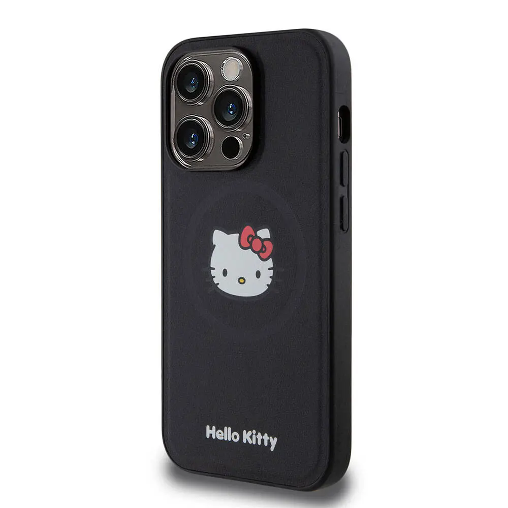 iPhone 15 Pro MagSafe Uyumlu Deri Kılıf - Hello Kitty Kitty Head