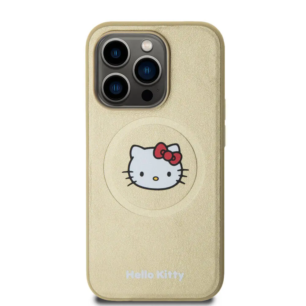 iPhone 15 Pro MagSafe Uyumlu Deri Kılıf - Hello Kitty Kitty Head