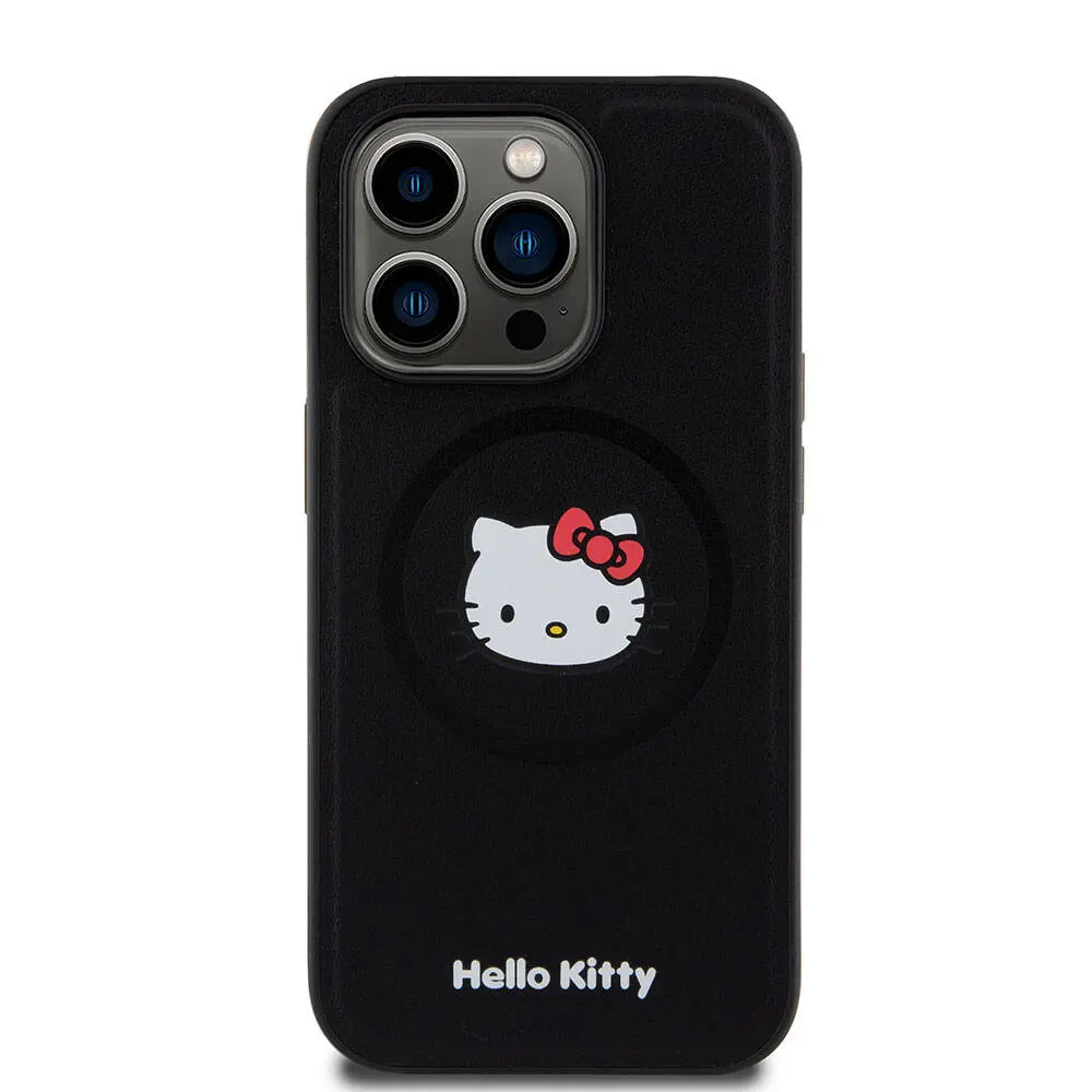 iPhone 15 Pro MagSafe Uyumlu Deri Kılıf - Hello Kitty Kitty Head