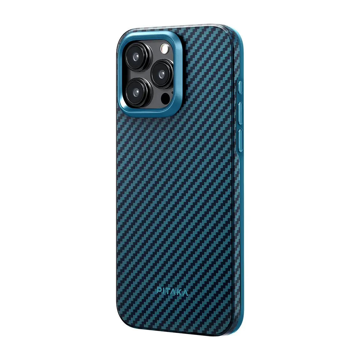 Apple iPhone 15 Pro Kılıf M-safe Şarj Özellikli 1500D Aramid Karbon Fiber Pitaka Military-Grade Classic Serisi Black-Grey Twill Kapak