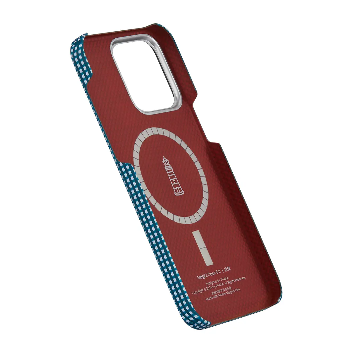 Apple iPhone 15 Pro Kılıf M-safe Şarj Özellikli Awa Tasarımlı 1500D Aramid Karbon Fiber Pitaka Ultra-Slim Classic Serisi Ocean Kapak