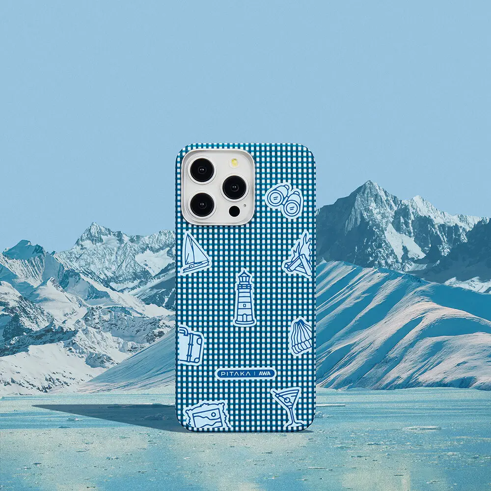 Apple iPhone 15 Pro Kılıf M-safe Şarj Özellikli Awa Tasarımlı 1500D Aramid Karbon Fiber Pitaka Ultra-Slim Classic Serisi Ocean Kapak