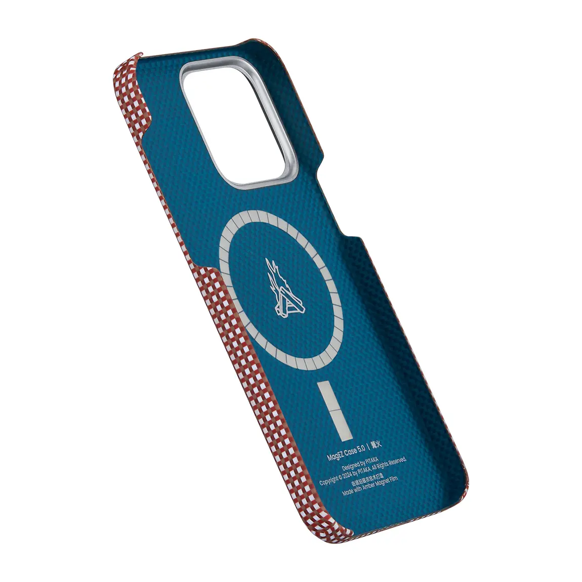 Apple iPhone 15 Pro Kılıf M-safe Şarj Özellikli Awa Tasarımlı 1500D Aramid Karbon Fiber Pitaka Ultra-Slim Classic Serisi Bonfire Kapak