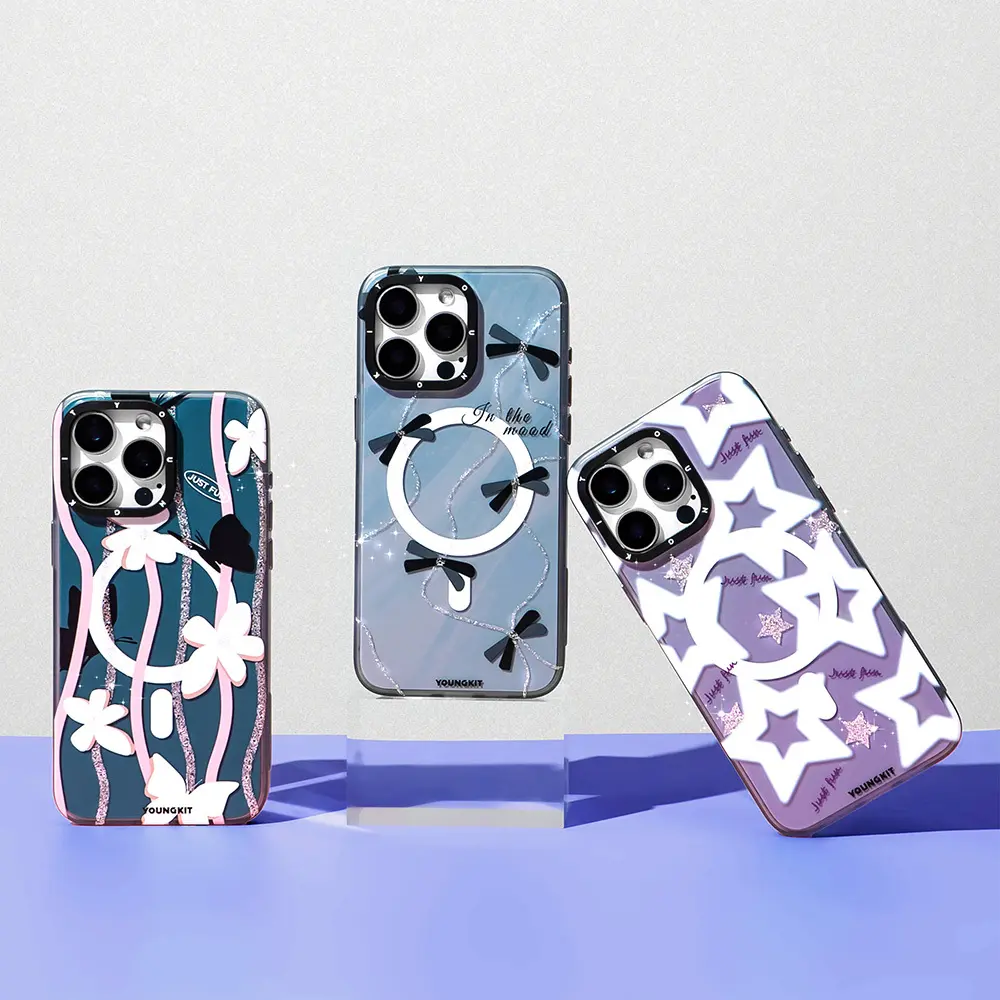 iPhone 15 Pro MagSafe Uyumlu Çift Katmanlı Kılıf - Youngkit Star&Butterfly