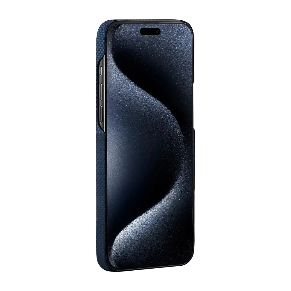 Apple iPhone 15 Pro Kılıf M-safe Şarj Özellikli Aramid Karbon Fiber Pitaka Tactile Woven Starpeak Serisi Milky Way Galaxy Kapak