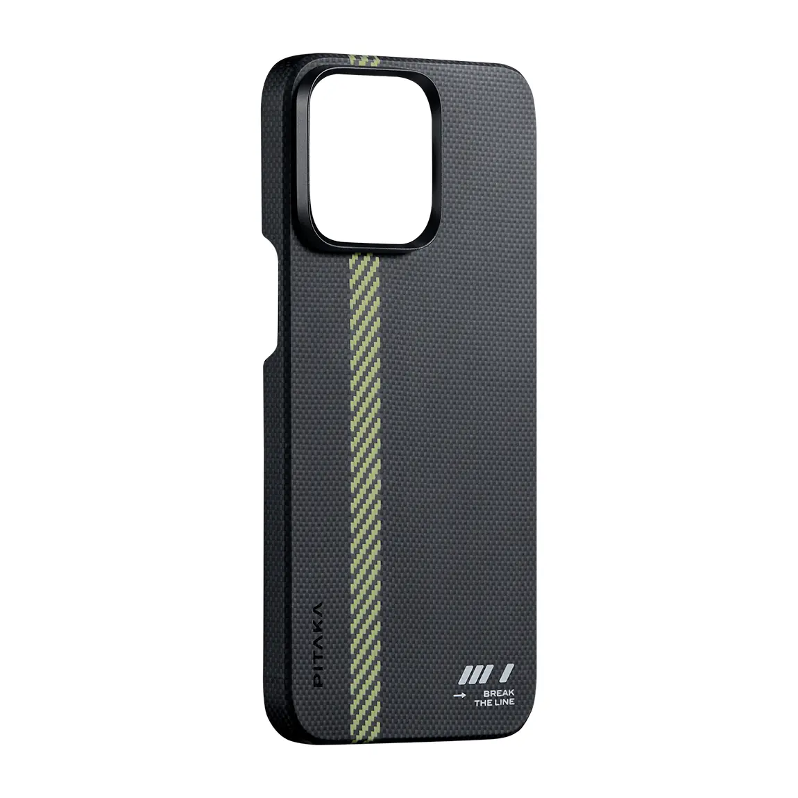 Apple iPhone 15 Pro Kılıf M-safe Şarj Özellikli Aramid Karbon Fiber Pitaka Tactile Woven Break The Line Kapak