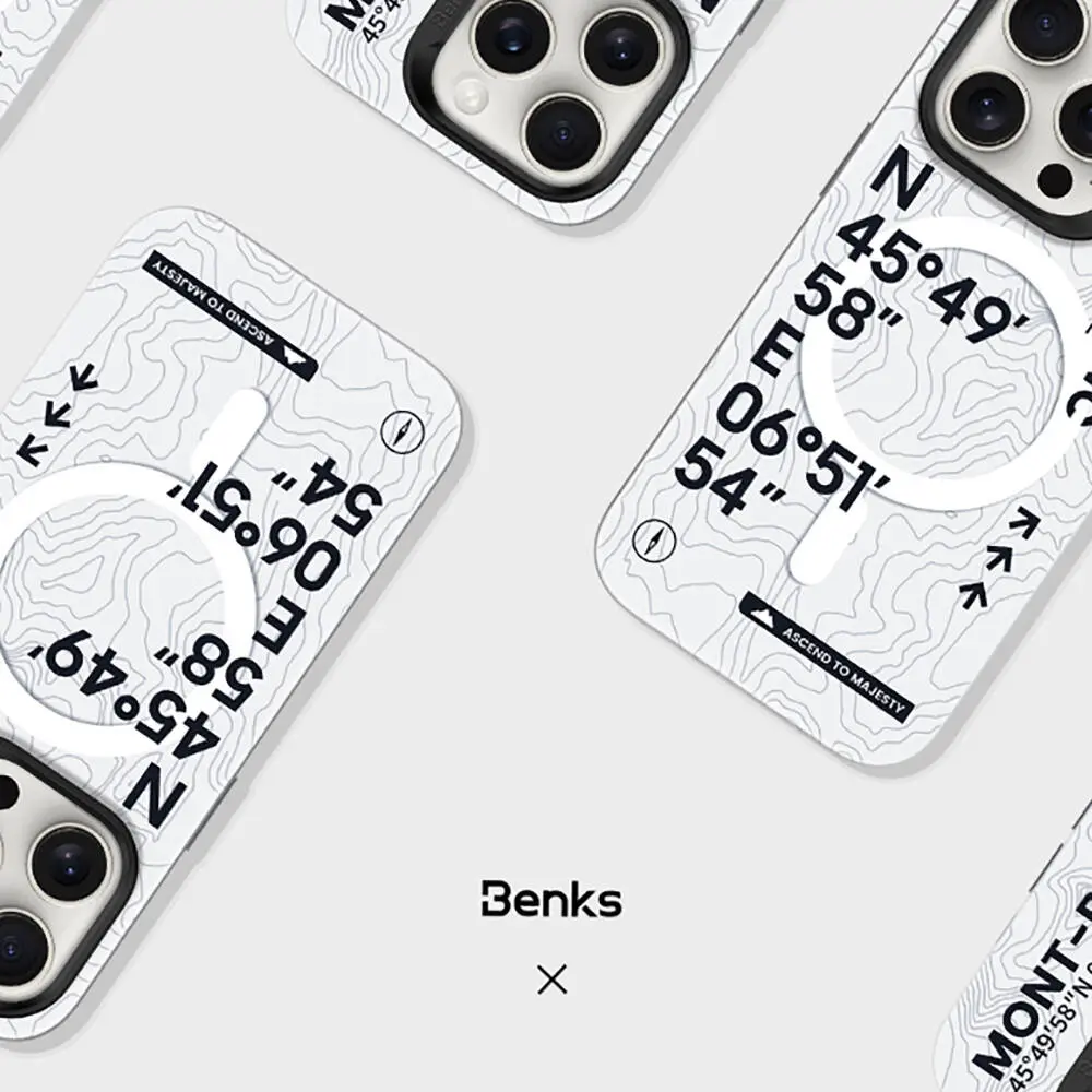 iPhone 15 Pro MagSafe Uyumlu Koordinat Desenli Kılıf - Benks Summit