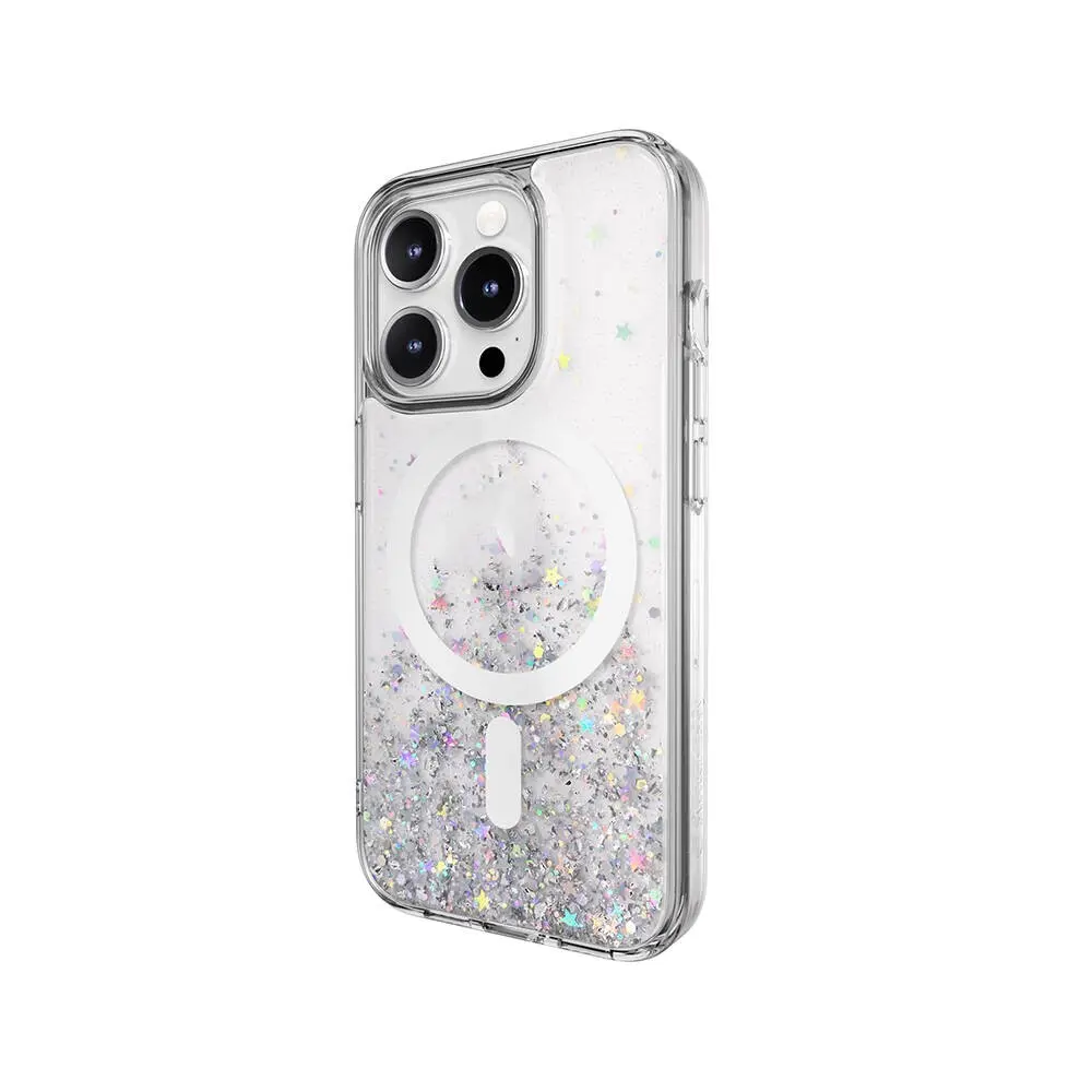 iPhone 15 Pro MagSafe Uyumlu Şeffaf Simli Kılıf - Switcheasy Starfield-M