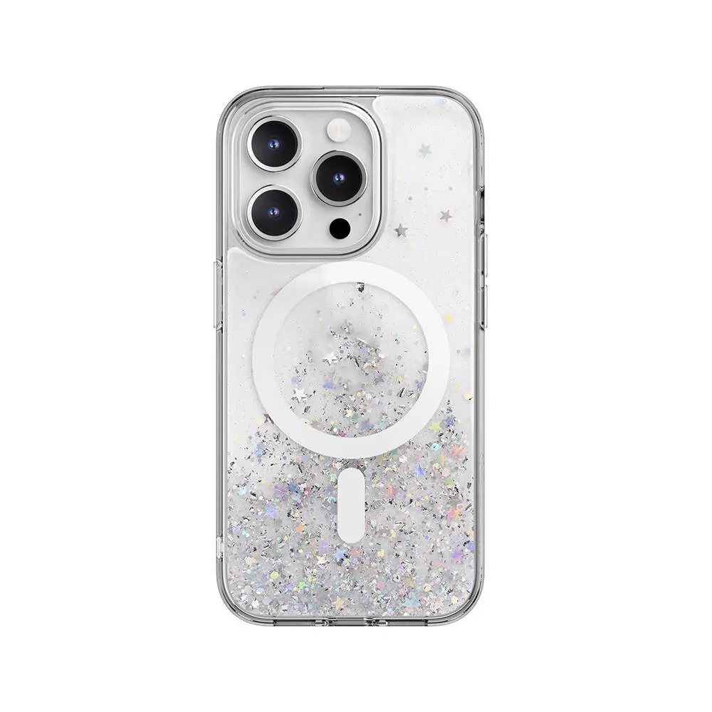 iPhone 15 Pro MagSafe Uyumlu Şeffaf Simli Kılıf - Switcheasy Starfield-M