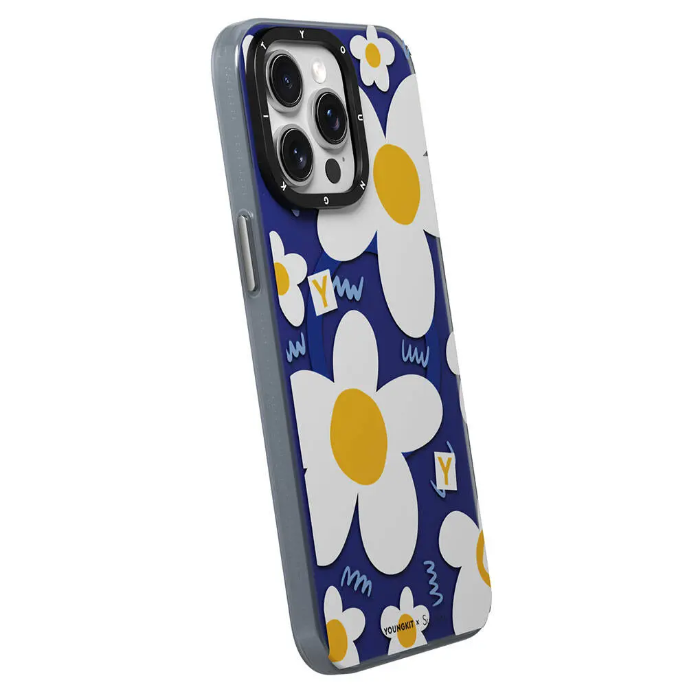 iPhone 15 Pro MagSafe Uyumlu Kılıf, Papatya Tasarımlı - Youngkit Spring Breeze