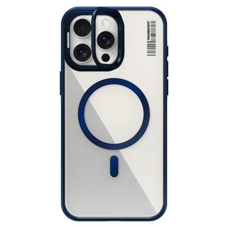 iPhone 15 Pro MagSafe Uyumlu Şeffaf Kılıf - Youngkit Crystal Grid