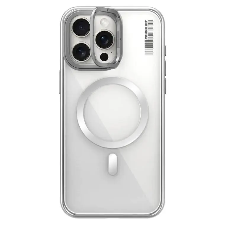 iPhone 15 Pro MagSafe Uyumlu Şeffaf Kılıf - Youngkit Crystal Grid