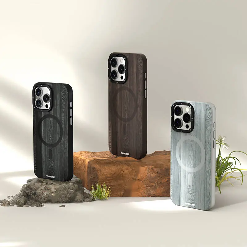 iPhone 15 Pro MagSafe Uyumlu Sararmaya Dayanıklı Kılıf - Youngkit Wood Forest