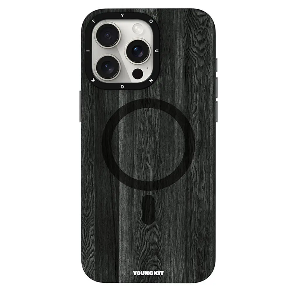 iPhone 15 Pro MagSafe Uyumlu Sararmaya Dayanıklı Kılıf - Youngkit Wood Forest