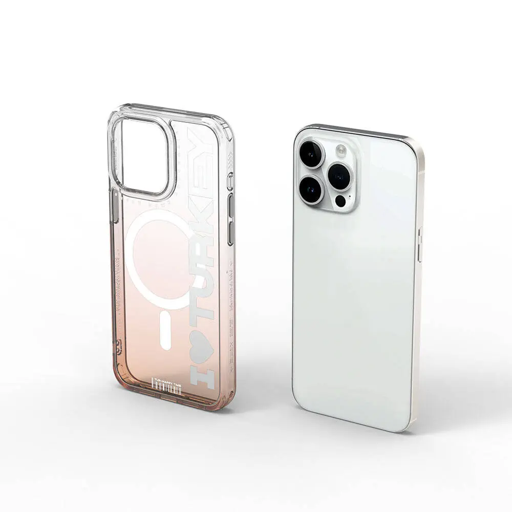 Apple iPhone 15 Pro Kılıf M-safe Şarj Özellikli Transparan Renk Geçişli Wiwu Turkey C Serisi Kapak