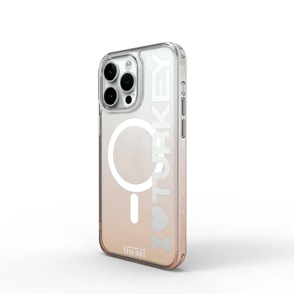 Apple iPhone 15 Pro Kılıf M-safe Şarj Özellikli Transparan Renk Geçişli Wiwu Turkey C Serisi Kapak