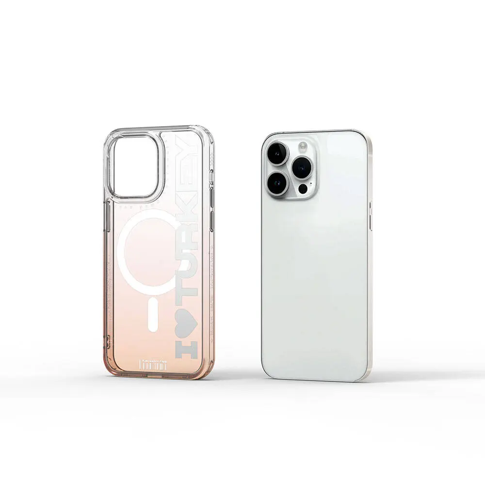 Apple iPhone 15 Pro Kılıf M-safe Şarj Özellikli Transparan Renk Geçişli Wiwu Turkey C Serisi Kapak