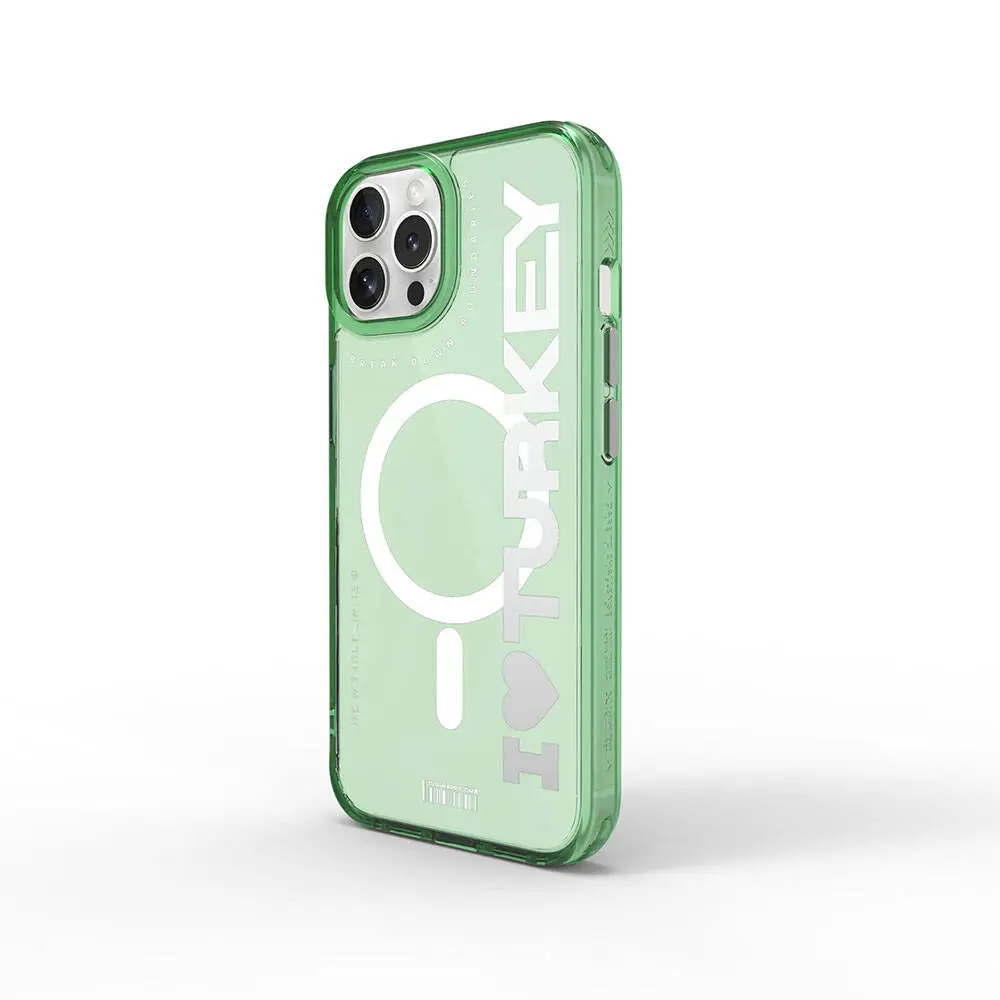 Apple iPhone 15 Pro Kılıf M-safe Şarj Özellikli Transparan Renk Geçişli Wiwu Turkey C Serisi Kapak