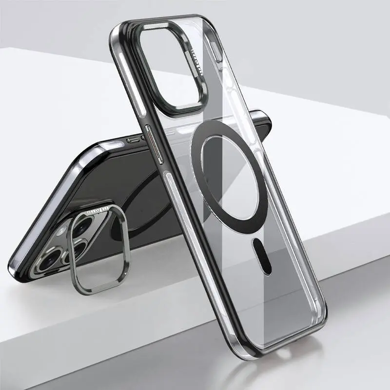 iPhone 15 Pro MagSafe Uyumlu Standlı Şeffaf Kılıf - Wlons Efsane