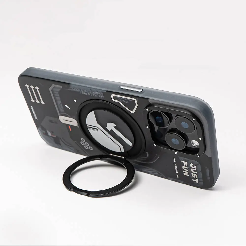 iPhone 15 Pro MagSafe Uyumlu 360° Standlı Kılıf - Youngkit Starship